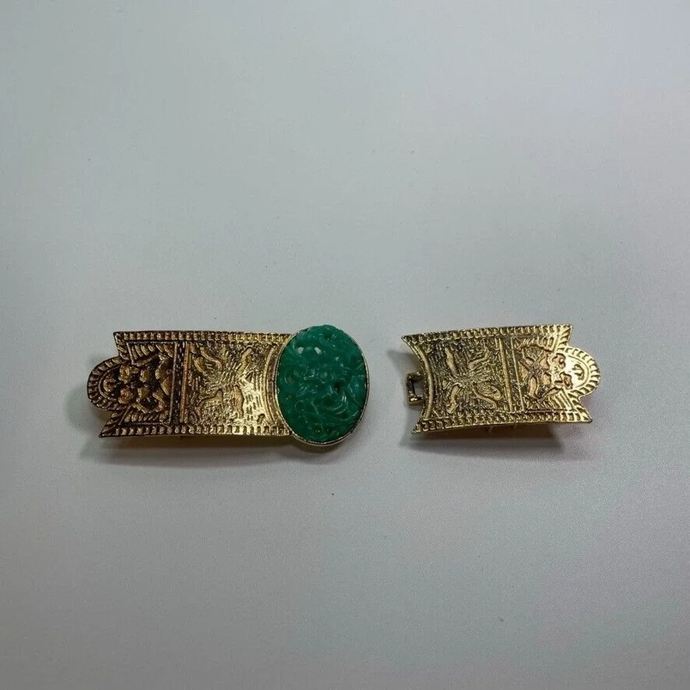 Gay Bover Designer Belt Buckle Gold-Tone w/Asian‎ Flair 1980's Takes 1.25